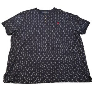 Polo Ralph Lauren Mens Navy Henley Anchor Print Featherweight Mesh XXL